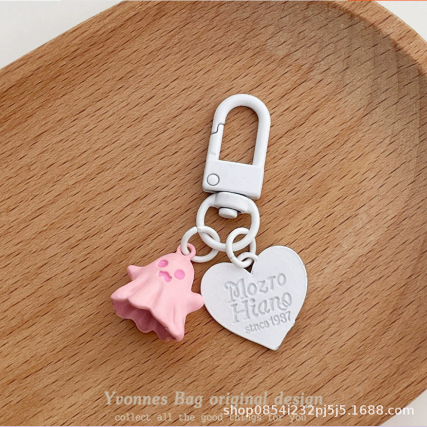 Wholesale Little Ghost Heart Pink Black Keychain